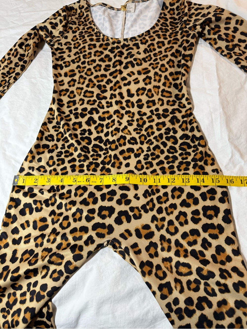 Divided Leopard-Print Long Sleeve Jumpsuit in Black and Tan - Picture 8 of 8